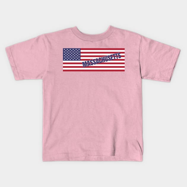 Massachusetts State in American Flag Kids T-Shirt by aybe7elf